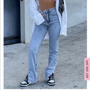 White Fox Be Cool Straight Leg Denim Jeans washed blue